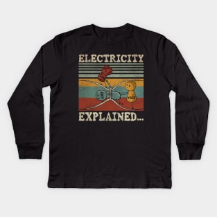 VINTAGE ELECTRICITY EXPLAINED Kids Long Sleeve T-Shirt